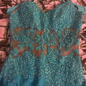 Long turquoise prom dress